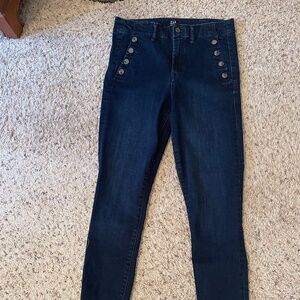 Gap True Skinny High Rise Button Detail Blue Size 30T